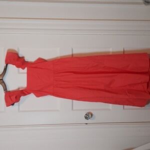 Compania Fantastica Cotton Poplin Open Back Midid Dress in Orange